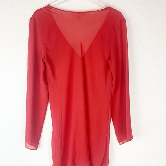Vintage Victoria's Secret Night Shirt Womens Small Sheer Chiffon Y2K Red Fairy - Picture 5 of 9